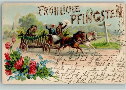 Ausflug mit der Bauernkutsche 1907 AK