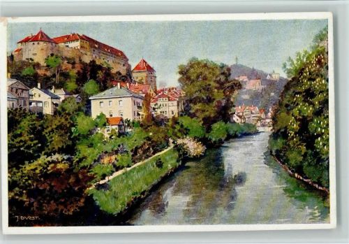 Tübingen Blick von der Alleenbrücke sign.J. Durst