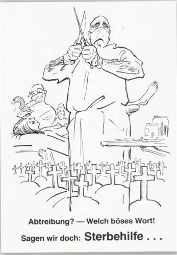 1975 Abtreibung? Sagen wir doch Sterbehilfe Karkatur Künstler Hans Hertel