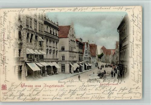 Ingolstadt 1899 Ludwigstrasse Marktszene