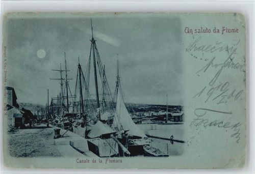 1900 Gruss aus Canale de la Fiumara Mondschein