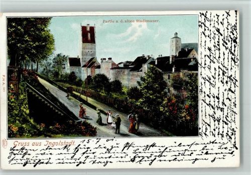 Ingolstadt 1901 Partie an der alten Stadtmauer