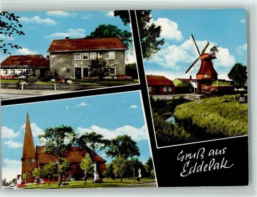 Eddelak Windmühle Kirche 3-Bild-Aufnahme