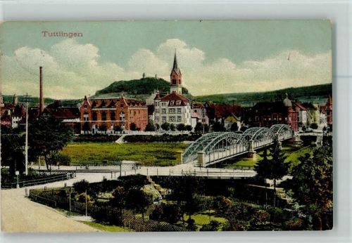 Tuttlingen 1910 Ortsansicht mit Brücke