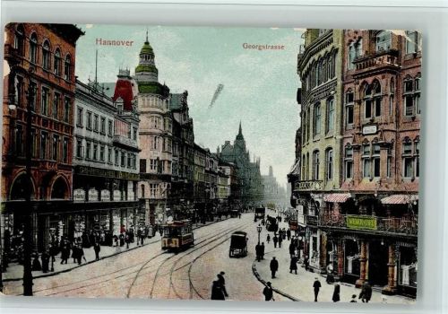 Hannover Georgstrasse Strassenbahn Kutschen