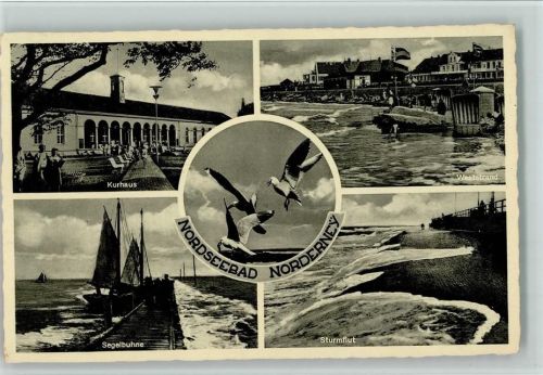 Norderney Kurhaus Weststrand Möwen Segelbuhne Sturmflut Mehrfachaufnahme