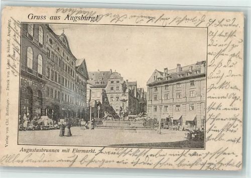 Augsburg Augustusbrunnen mit Eiermarkt