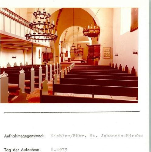 Nieblum St Johannis Kirche Innenaufnahme Foto montiert auf Karton