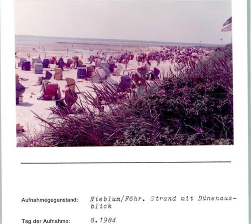 Nieblum Strand mit Dünenausblick Foto montiert auf Karton