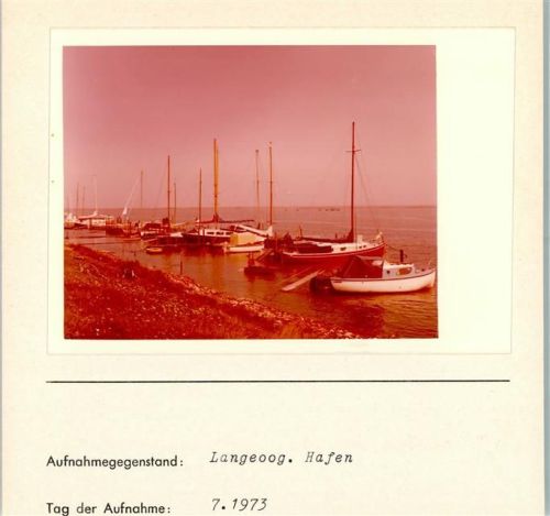 Langeoog Hafen Foto montiert auf Karton