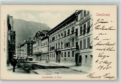 Innsbruck Landeshaus und Post 1900 AK