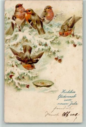 1901 Neuahr - Futterstelle im Winter - Singvögel