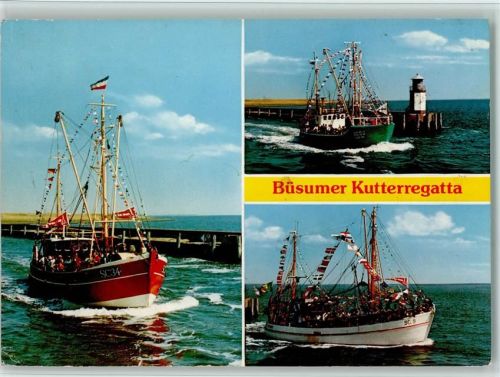 Büsum Büsumer Kutterregatta Schiffe Fahnen 3-Bildaufnahme