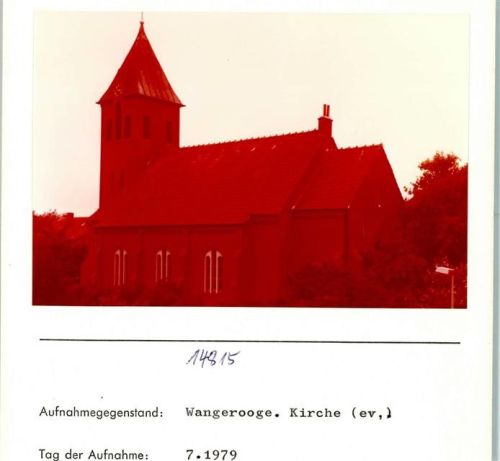 Nordseeheilbad Wangerooge Evangel. Kirche Foto montiert auf Karton