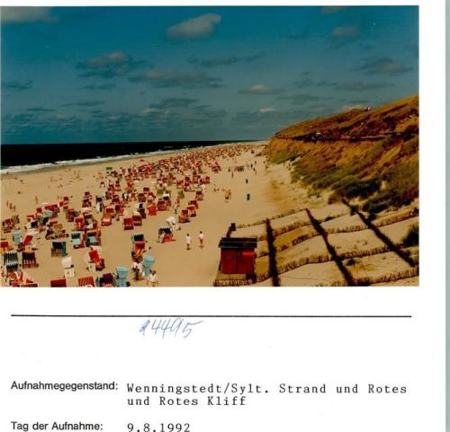 Wenningstedt Strand und Rotes Kliff Foto montiert auf Karton