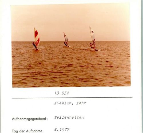 Nieblum Wellenreiten Foto montiert auf Karton