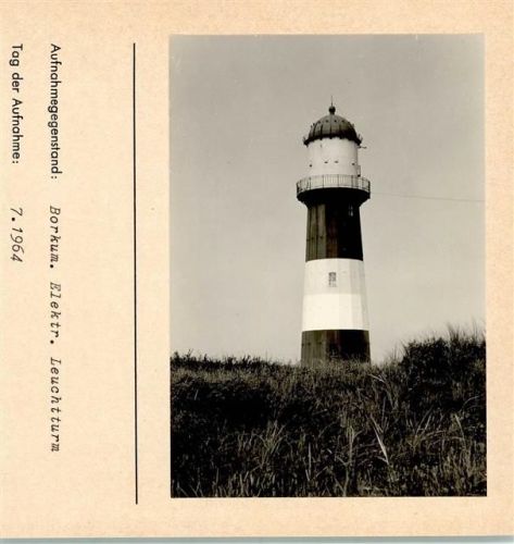 Borkum Elektr. Leuchtturm Foto montiert auf Karton