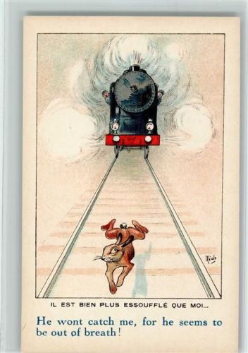 Nr. 7047 Editions SID Paris , sign Mich , Eisenbahn und Hase AK
