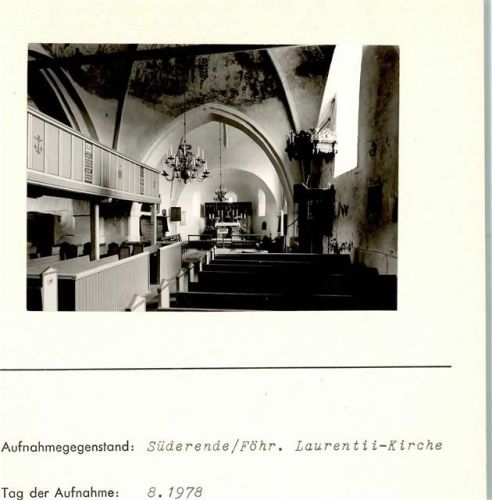 Süderende Laurentii-Kirche Innenaufnahme Kirchen, Grabsteine, etc. Foto montiert auf Karton