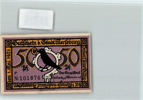 Merseburg Notgeld 50 Pf. Rabe Rücks. Dom