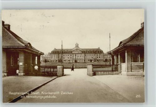 Zwickau Haupteingang Staatl. Krankenstift Foto 1927 AK