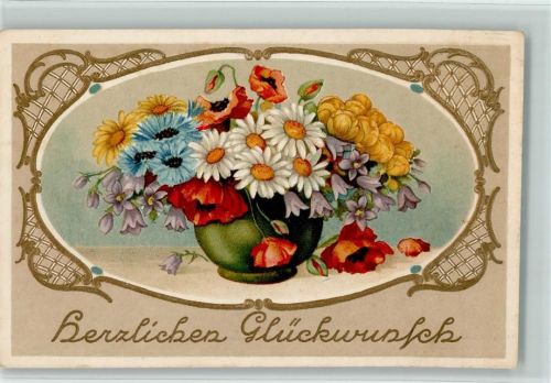 1913 Glückwunsch - Mohnblumen, Margeriten AK