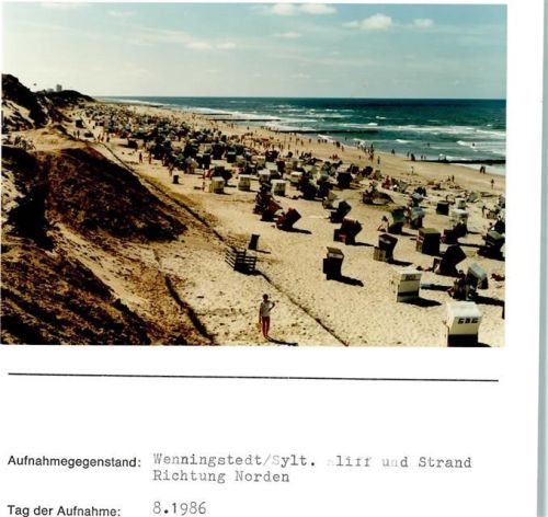 Wenningstedt Kliff und Strand Richtung Norden Foto montiert auf Karton