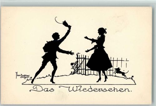 1916 Silhouetten - Das Wiedersehen, Liebe, Poesie - Schwäbischer Kunstverein Nr. 19 AK
