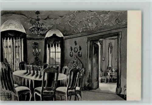Dornburg Rokoko-Schloß Innenaufnahme Speisesaal sign. Hartwig