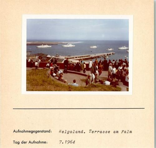 Helgoland Terrasse am Falm Foto montiert auf Karton