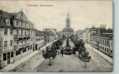 Rastatt 1911 Kaiserstrasse Alexiusbrunnen Kirche St. Alexander