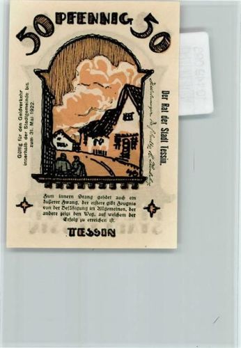 Tessin Notgeldschein 50 Pfennig Reutergeld