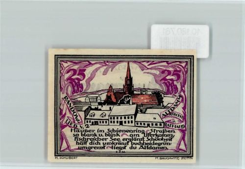 Stettin Notgeld Randowlied Altendamm Kirche und Rathaus