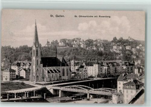 St. Gallen 1903 St. Othmarkirche mit Rosenberg