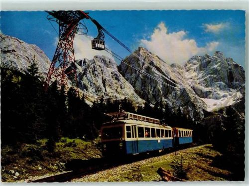 Garmisch Bayer. Zugspitzbahnen gegen Zugspitzgipfel Kabinenbahn Zahnradbahn