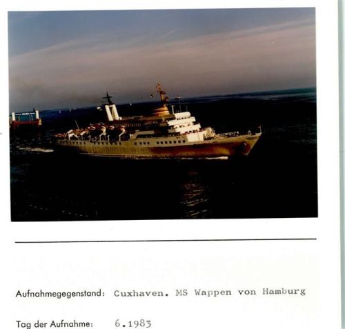Cuxhaven MS Wappen von Hamburg Foto montiert auf Karton