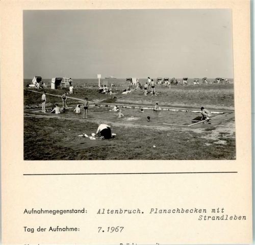 Cuxhaven Altenbruch Planschbecken mit Strandleben Foto montiert auf Karton
