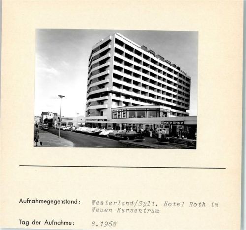 Westerland Hotel Roth im Neuen Kurzentrum Foto montiert auf Karton