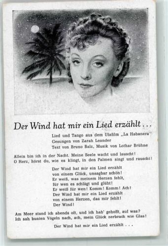 Der Wind hat mit ein Lied erzählt - gesungen von Zarah Leander