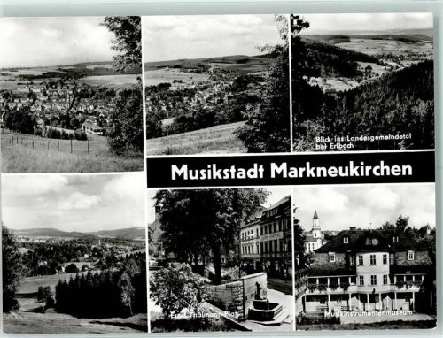 Markneukirchen Ernst-Thälmann-Platz Musikinstrumentenmuseum Blick ins Lanesgemeindetal bei Erlbach