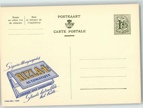 Rizla Zigarettenpapier, Publibel 1289 Belgische Ganzsache Wertstufe 1,20