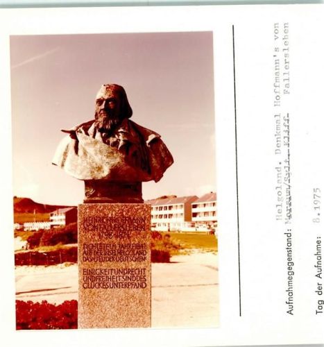 Helgoland Denkmal Hoffmann's von Fallersleben Foto montiert auf Karton