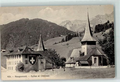 Rougemont 1910 Eglise et Chateau Wappen