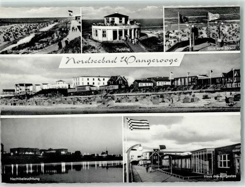 Wangerooge Strandpromenaden Pudding Blick zum Strand Nachtbeleuchtung Haus des Kurgastes