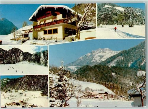 Oberwössen Hotel Gasthaus Gästehaus Sonnenbichl Winter Rückseite mit Abschürfungen bzw Kleberesten