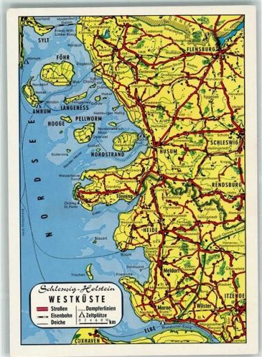 25704 W2223 Meldorf - Landkarte Schleswig-Holstein Westküste Rückseite mit Abschürfungen bzw Kleberesten