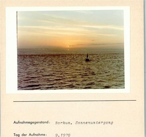 Borkum Sonnenuntergang Foto montiert auf Karton
