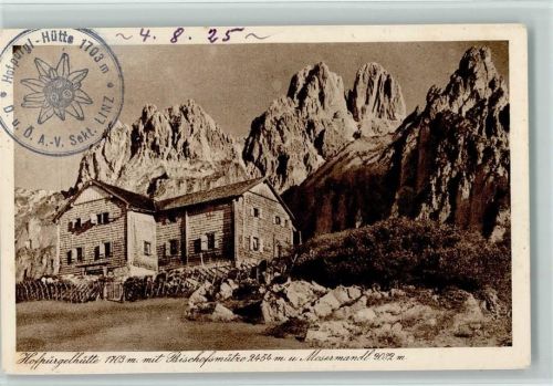 Hofpürglhütte Hofpürgelhütte mit Bischofsmütze und Mosermandl Hüttenstempel
