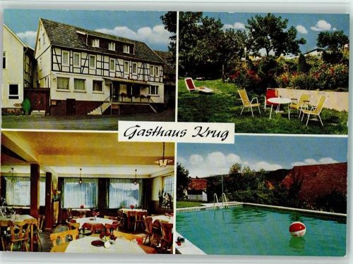 Grebenau Gasthaus Krug Fachwerkhaus Garten Swimmingpool Innneaufnahme Gastraum 4-Bildaufnahme
