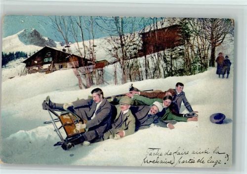 1908 Bobsleigh - Bob kippt um AK